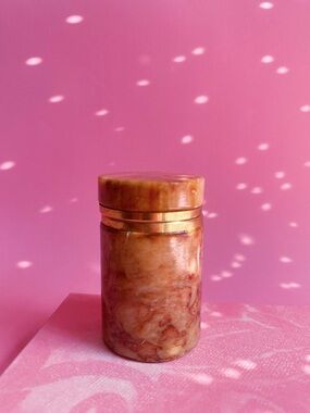 Vintage Mid Century Alabaster Cylindrical Storage Container